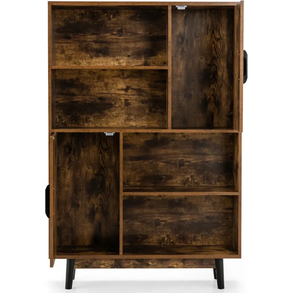 2 Door Sideboard with 4 Shelves - Brown