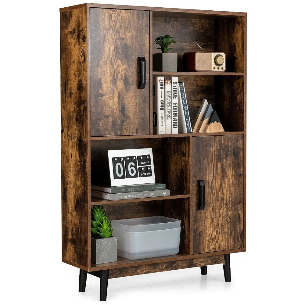 2 Door Sideboard with 4 Shelves - Brown