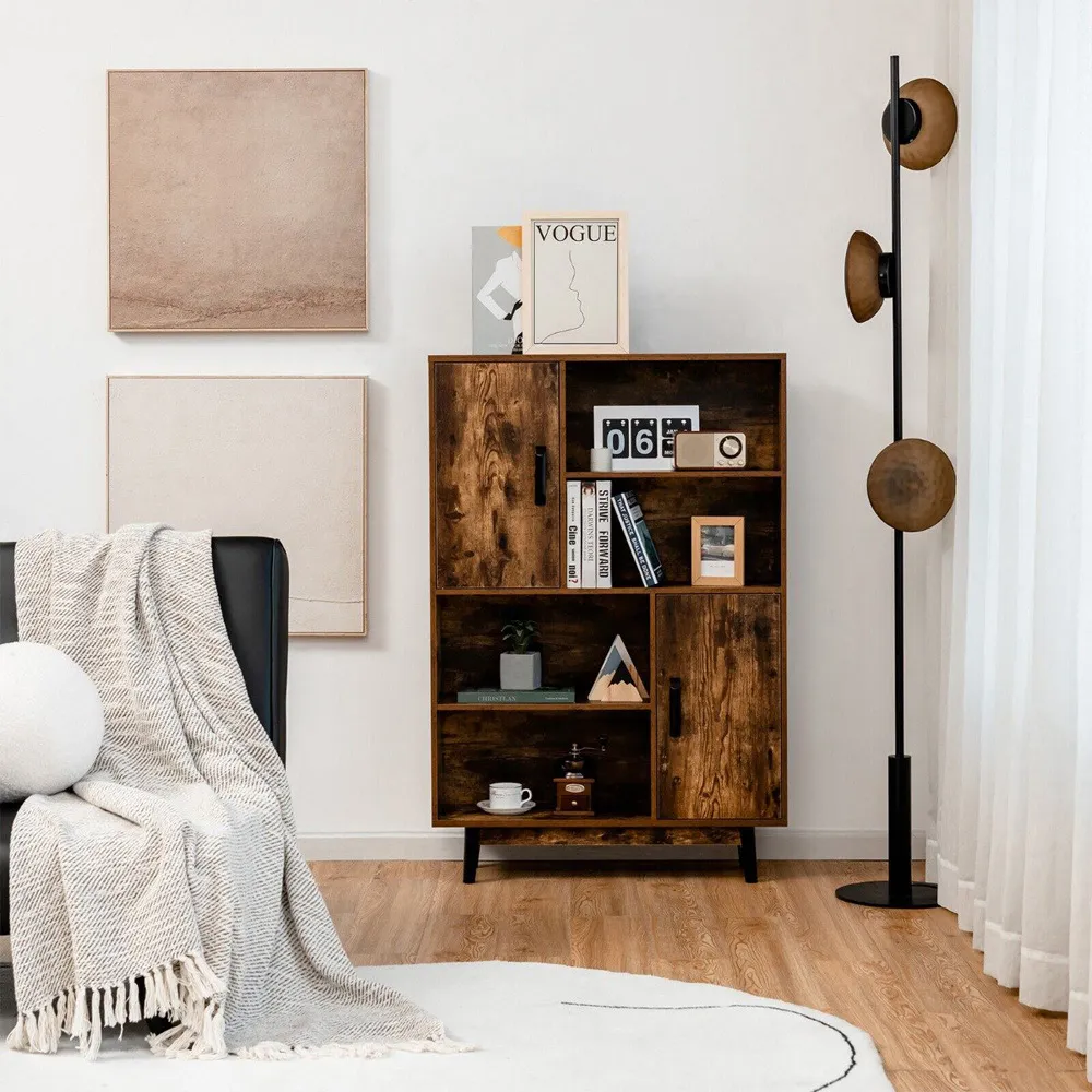2 Door Sideboard with 4 Shelves - Brown