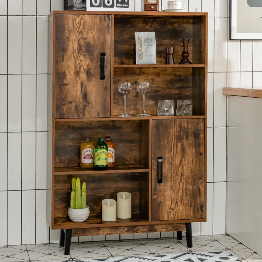 2 Door Sideboard with 4 Shelves - Brown