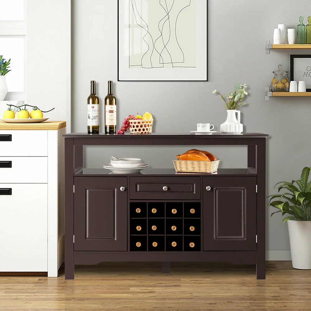2 Door Sideboard with Wine Rack - Brown