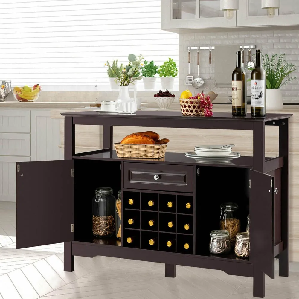 2 Door Sideboard with Wine Rack - Brown