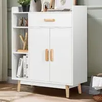 2 Door Single Drawer 3 Shelf Storage Cabinet - White