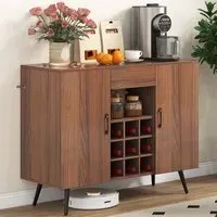 2 Door Single Drawer 4 Shelf Buffet Server Cabinet - Walnut