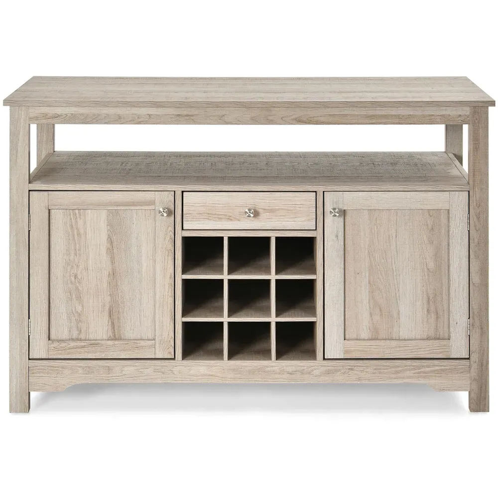 2 Door Single Drawer Cabinet with Wine Racks - Grey, Wood