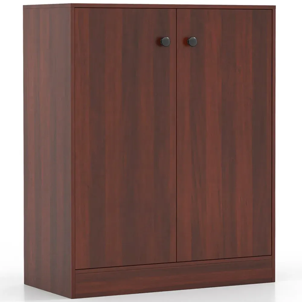 2 Door Storage Cabinet with 3 Shelves - Brown