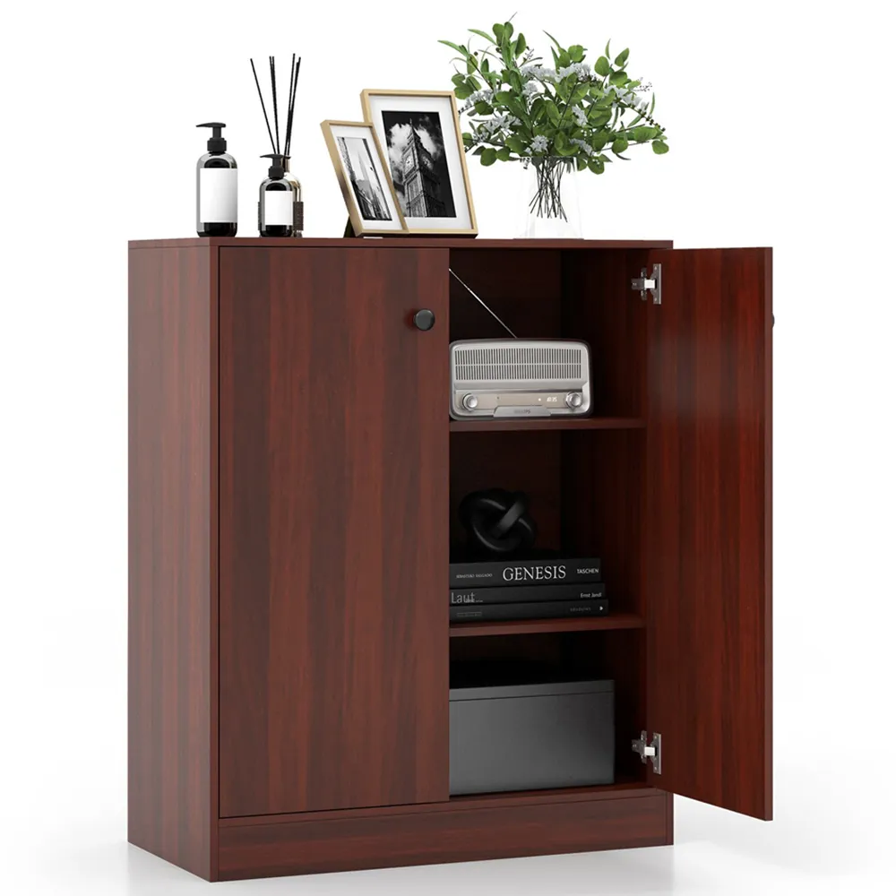 2 Door Storage Cabinet with 3 Shelves - Brown