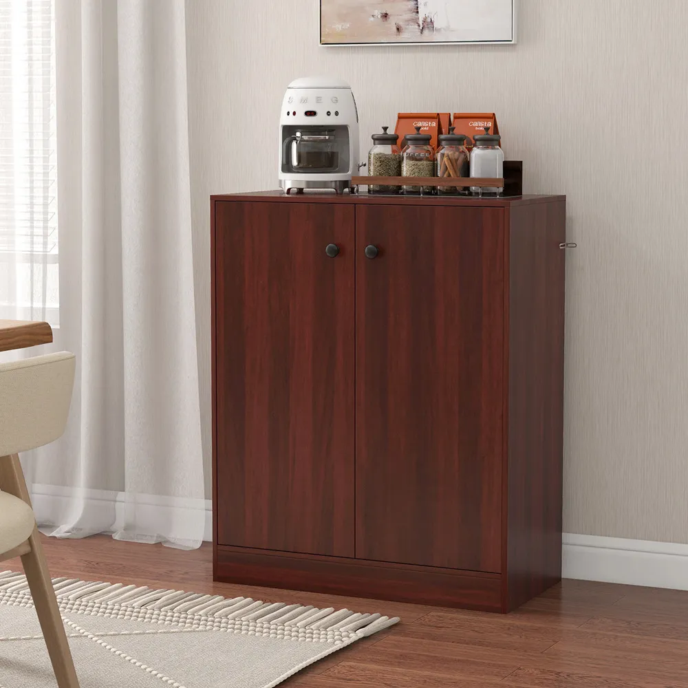 2 Door Storage Cabinet with 3 Shelves - Brown