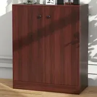 2 Door Storage Cabinet with 3 Shelves - Brown