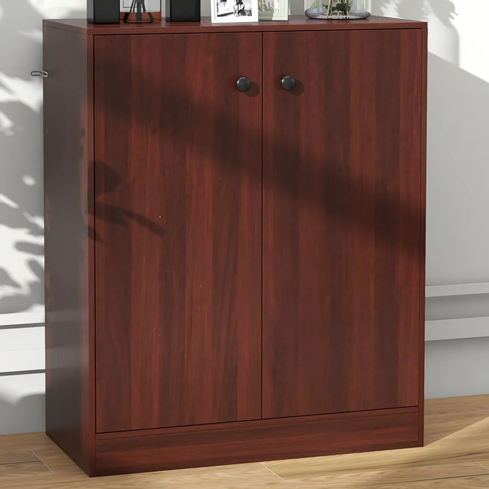 2 Door Storage Cabinet with 3 Shelves - Brown