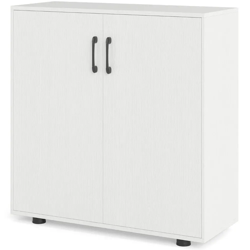 2 Door Storage Cabinet with Adjustable Shelf - White