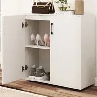 2 Door Storage Cabinet with Adjustable Shelf - White