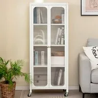 2 Door Storage Cabinet with Wheels - White