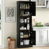 2 Door Tall Freestanding Cupboard - Black