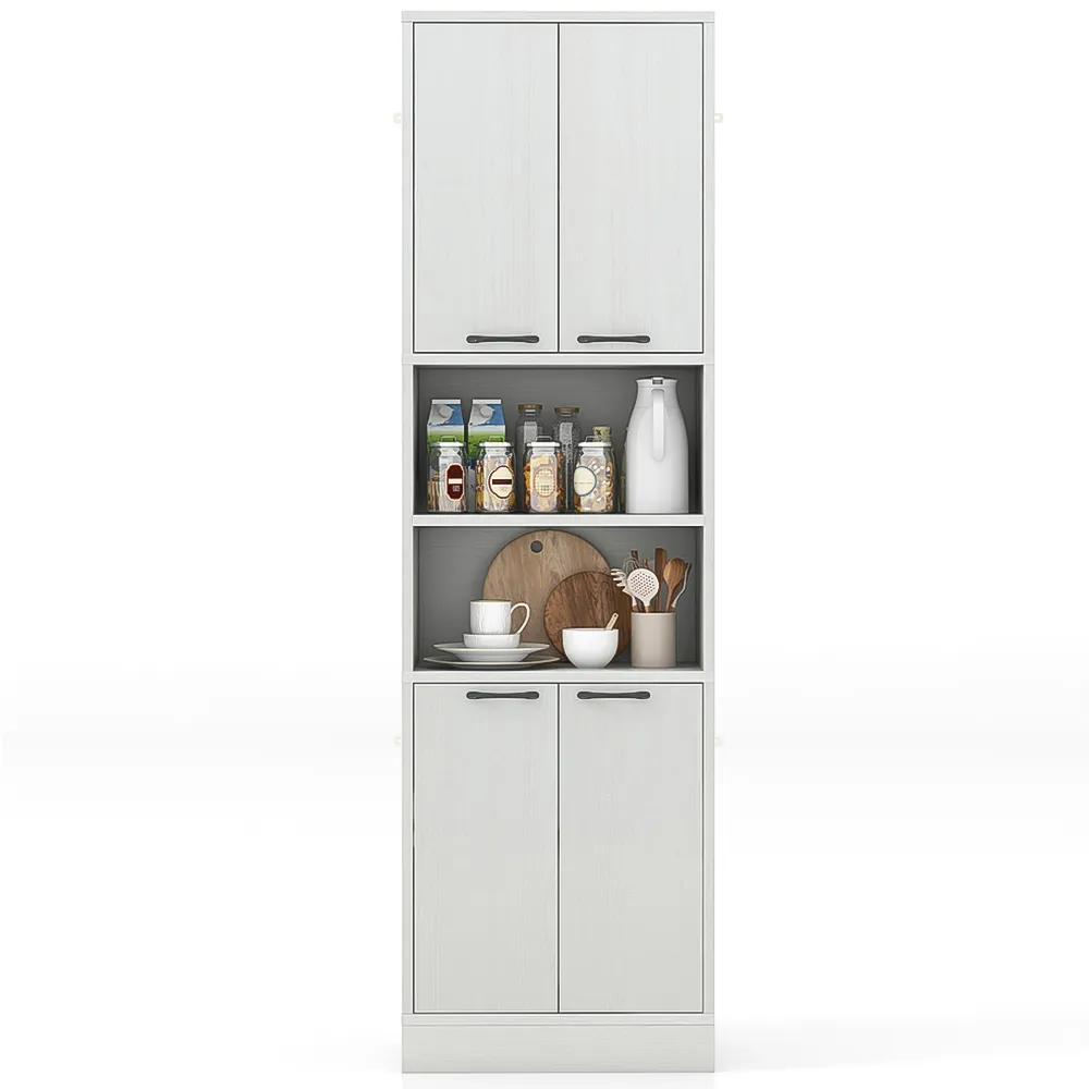 2 Door Tall Freestanding Cupboard - White, Oak
