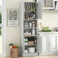 2 Door Tall Freestanding Cupboard - White, Oak