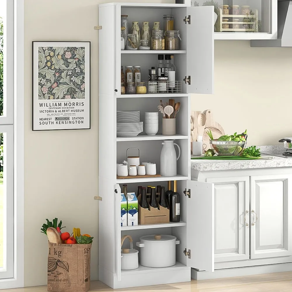 2 Door Tall Freestanding Cupboard - White