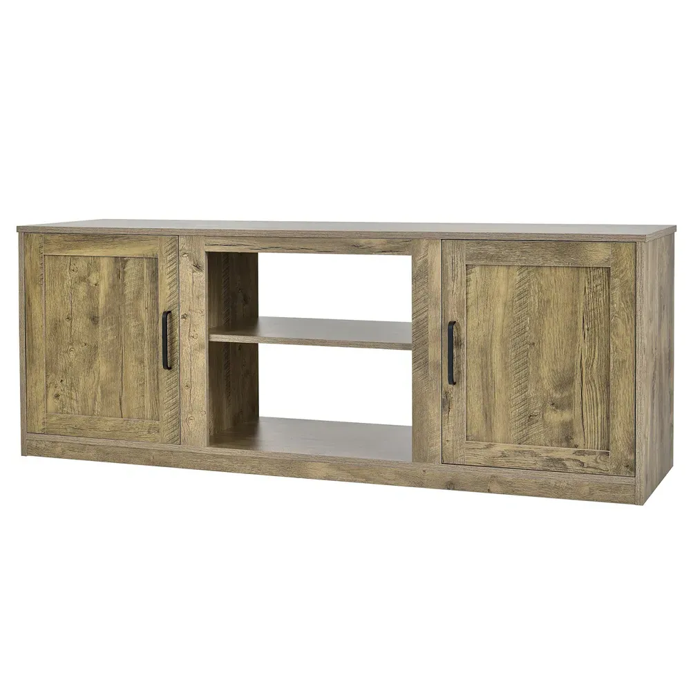 2 Door TV Unit with Adjustable Shelves - Natural
