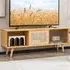 2 Door TV Unit with Glass and Rattan Doors - Cream