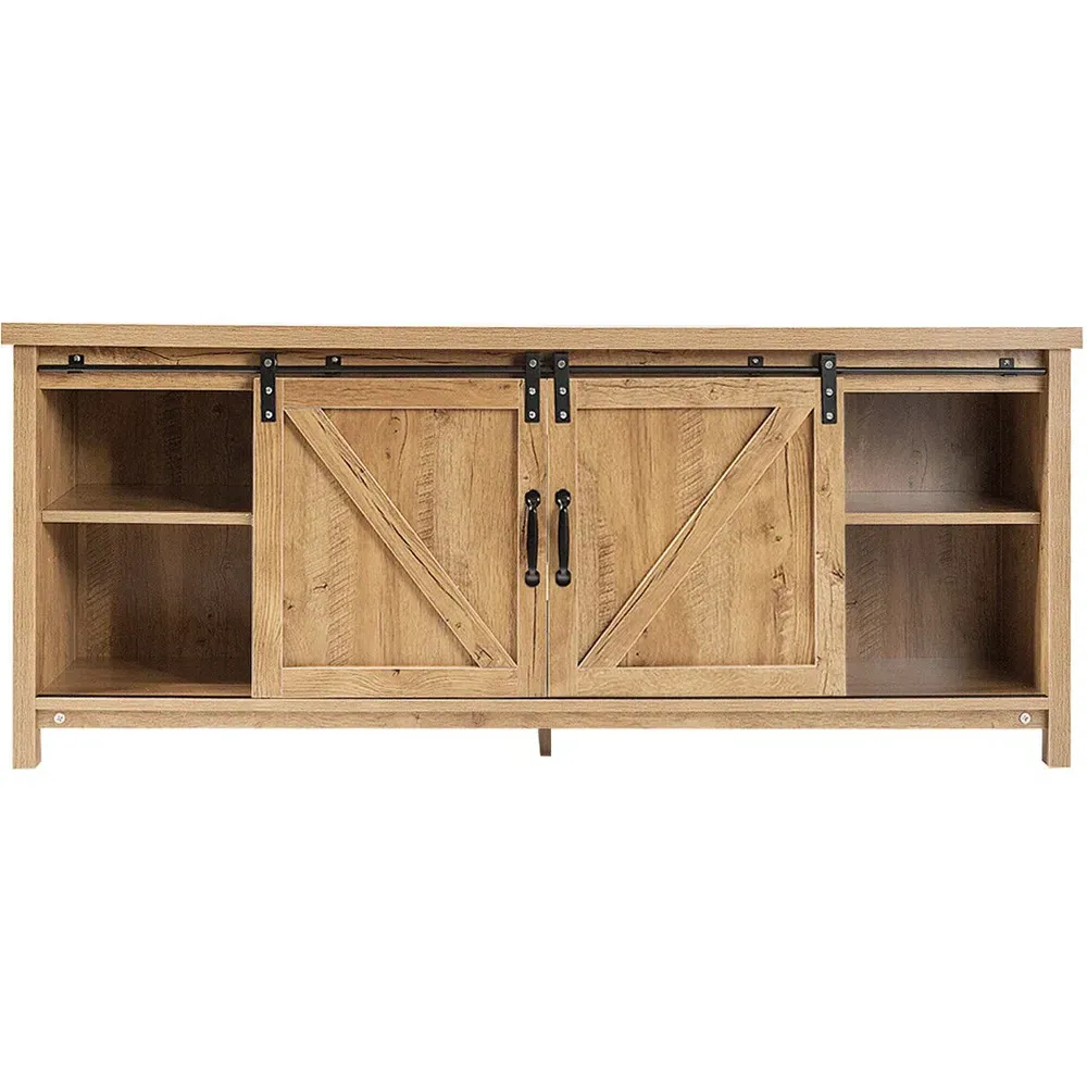 2 Door TV Unit with Sliding Barn Doors - Orange