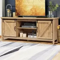2 Door TV Unit with Sliding Barn Doors - Orange