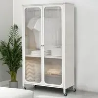 2 Door Wardrobe with Wheels - White