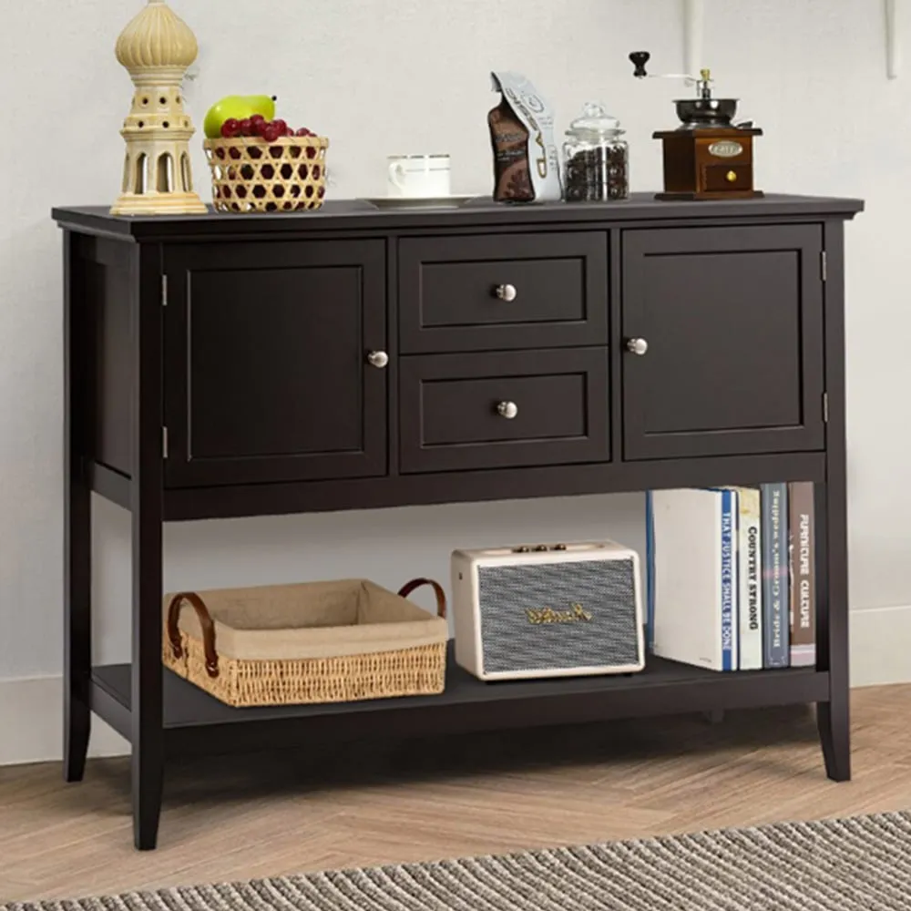 2 Drawer 2 Door Buffet Table with Shelf - Brown, Wood image