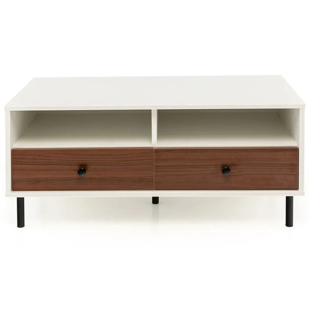 2 Drawer 2 Shelf Coffee Table - White
