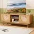2 Drawer 2 Shelf TV Unit with Bamboo Woven Fronts - Cream