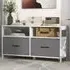 2 Drawer 2 Shelf TV Unit with Fabric Storage - White
