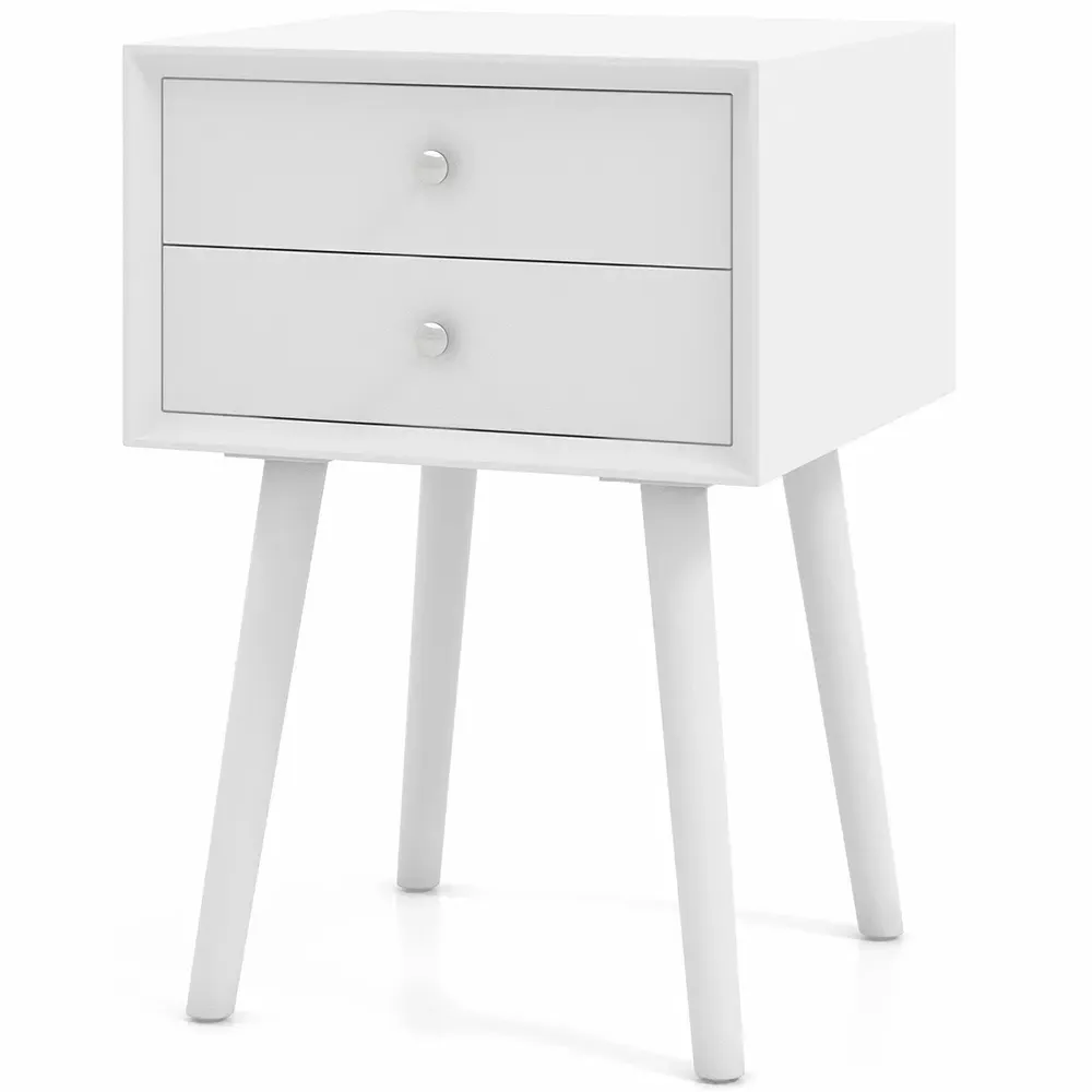 2 Drawer Bedside Table - White