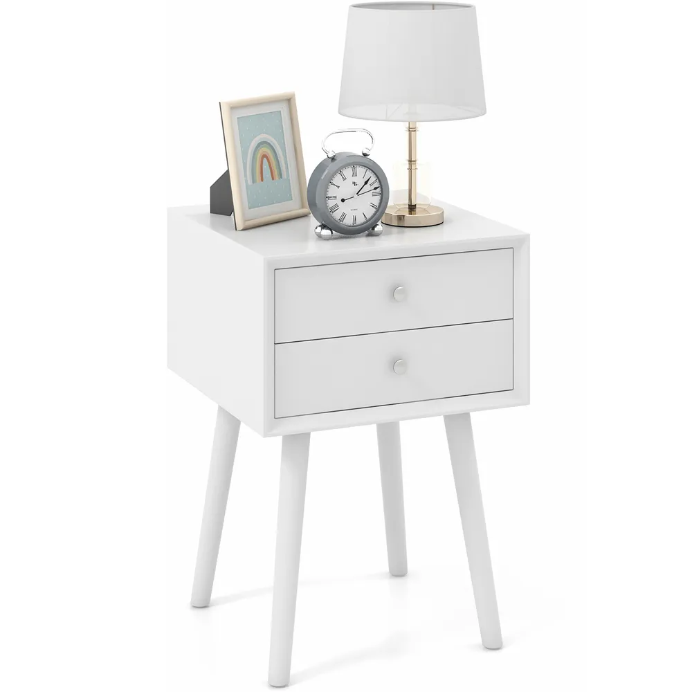 2 Drawer Bedside Table - White