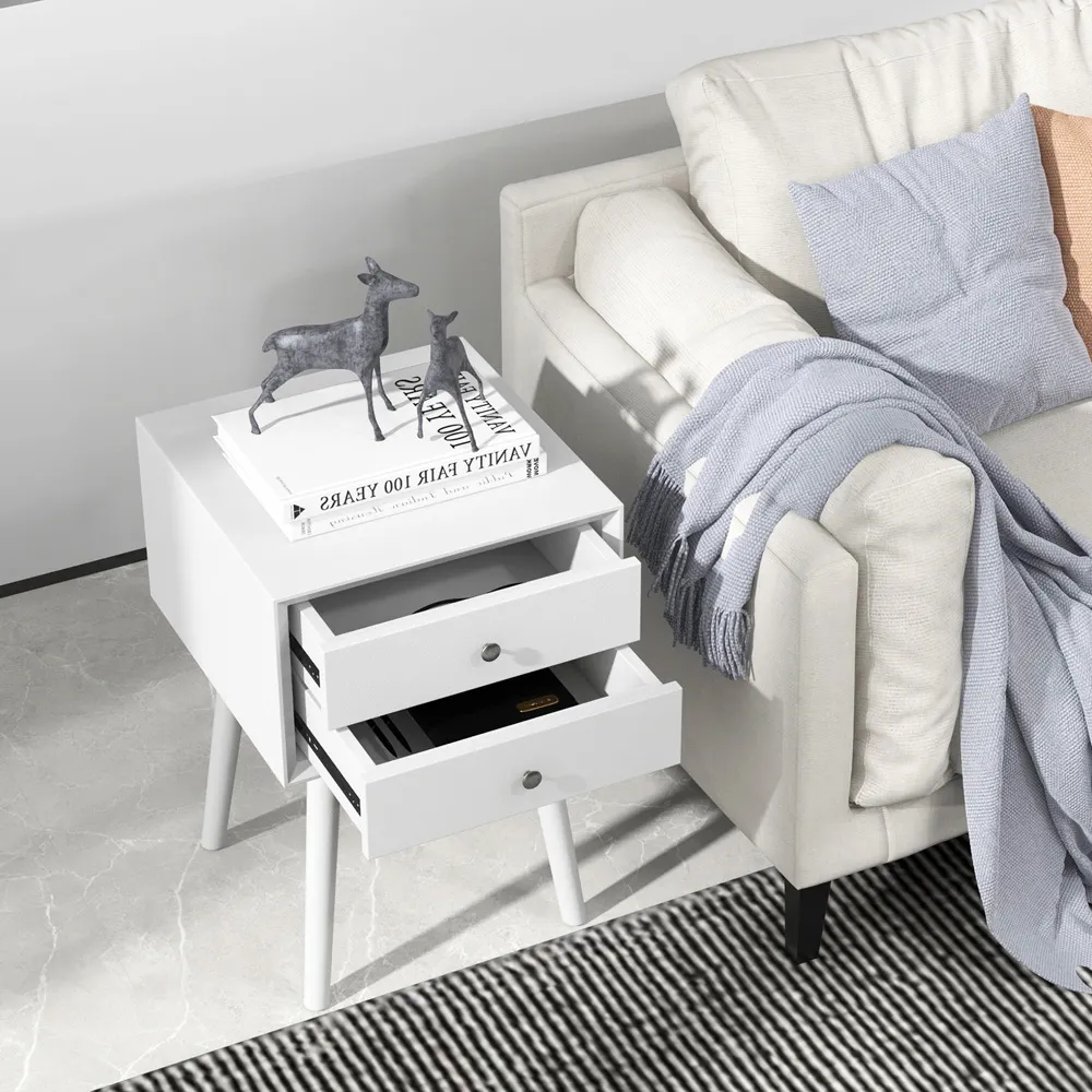 2 Drawer Bedside Table - White