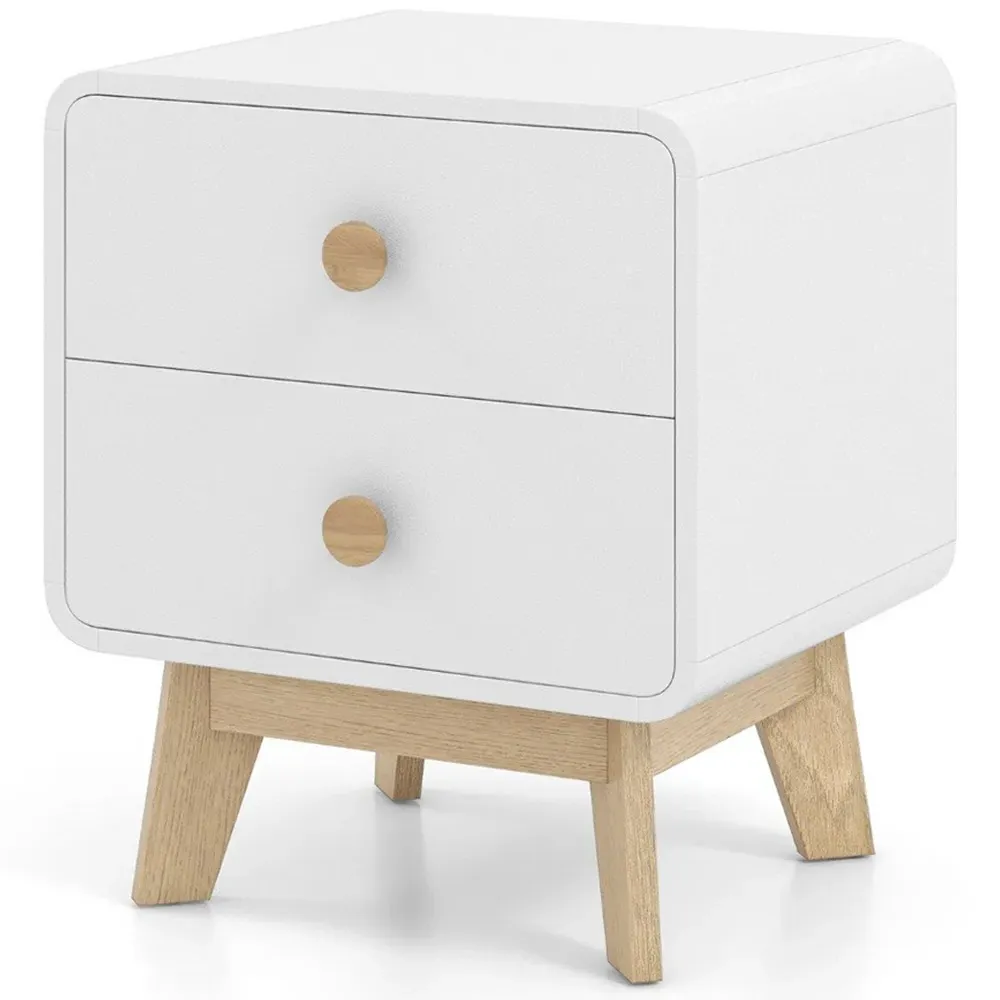 2 Drawer Bedside Table - White