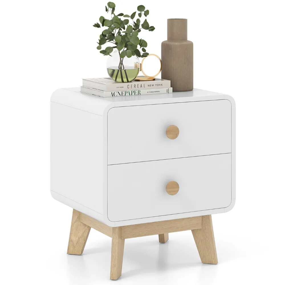 2 Drawer Bedside Table - White