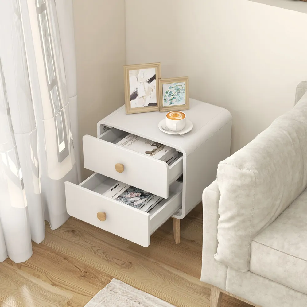 2 Drawer Bedside Table - White