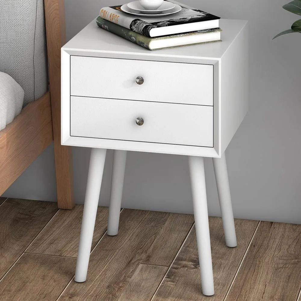 2 Drawer Bedside Table - White