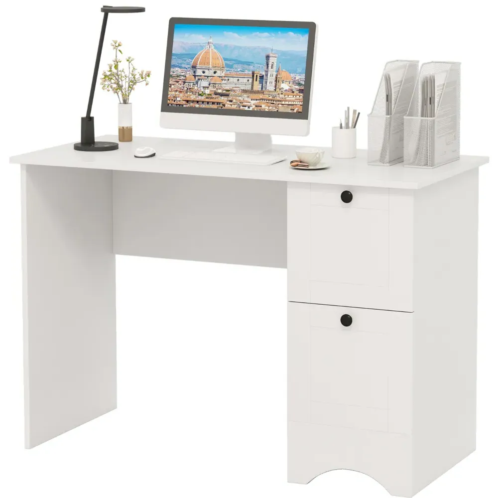 2 Drawer Computer Desk - White