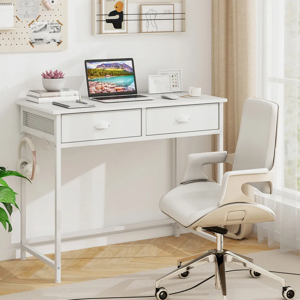 2 Drawer Computer Desk - White