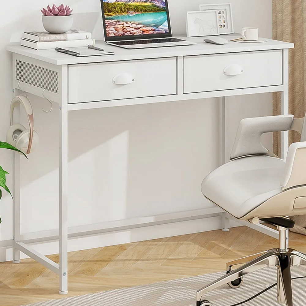 2 Drawer Computer Desk - White