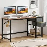2 Drawer Computer Desk with Shelf - Brown