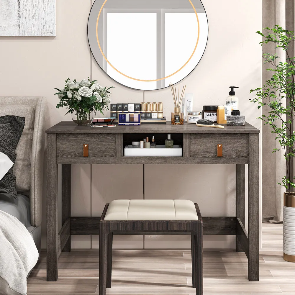 2 Drawer Computer Desk with Shelf - Oak