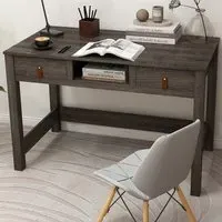 2 Drawer Computer Desk with Shelf - Oak