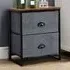 2 Drawer Fabric Nightstand Storage Cabinet - Black