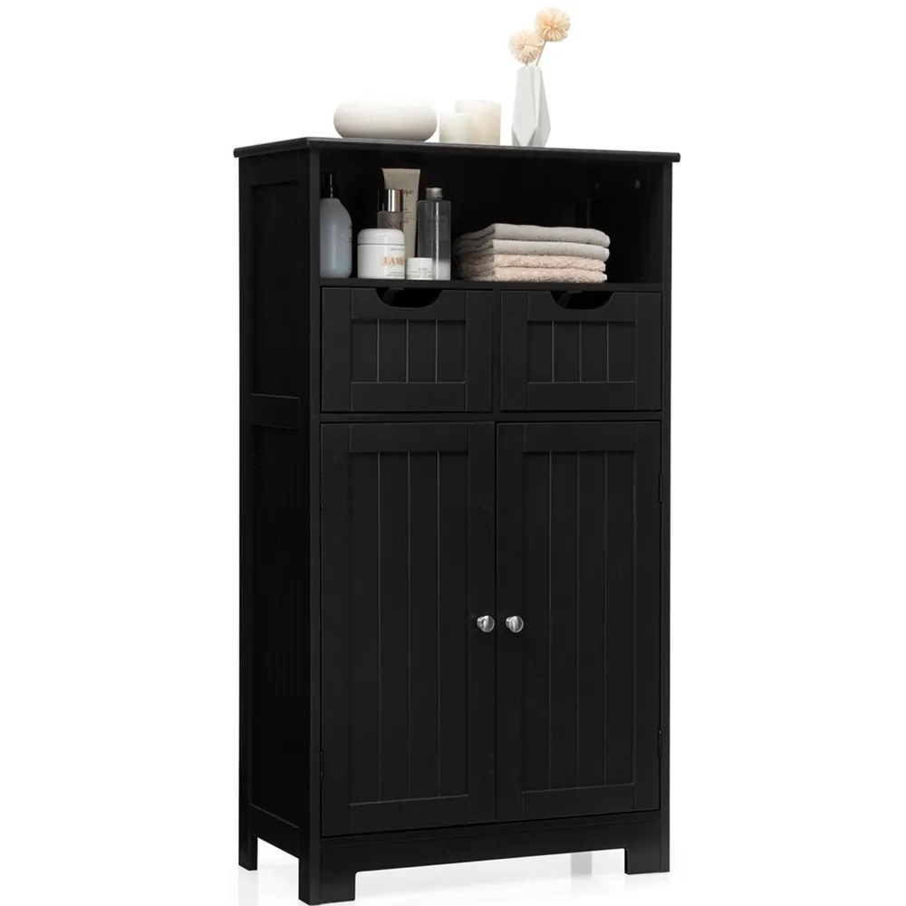 2 Drawer Floor Standing Utility Cabinet - Black