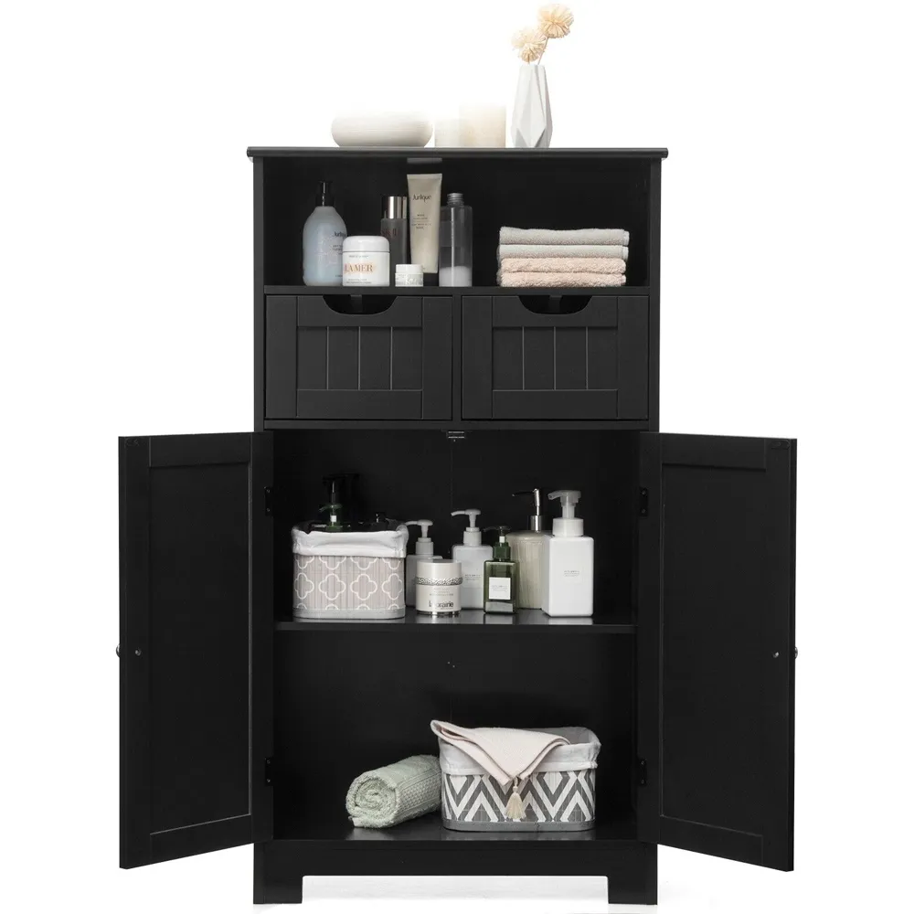2 Drawer Floor Standing Utility Cabinet - Black