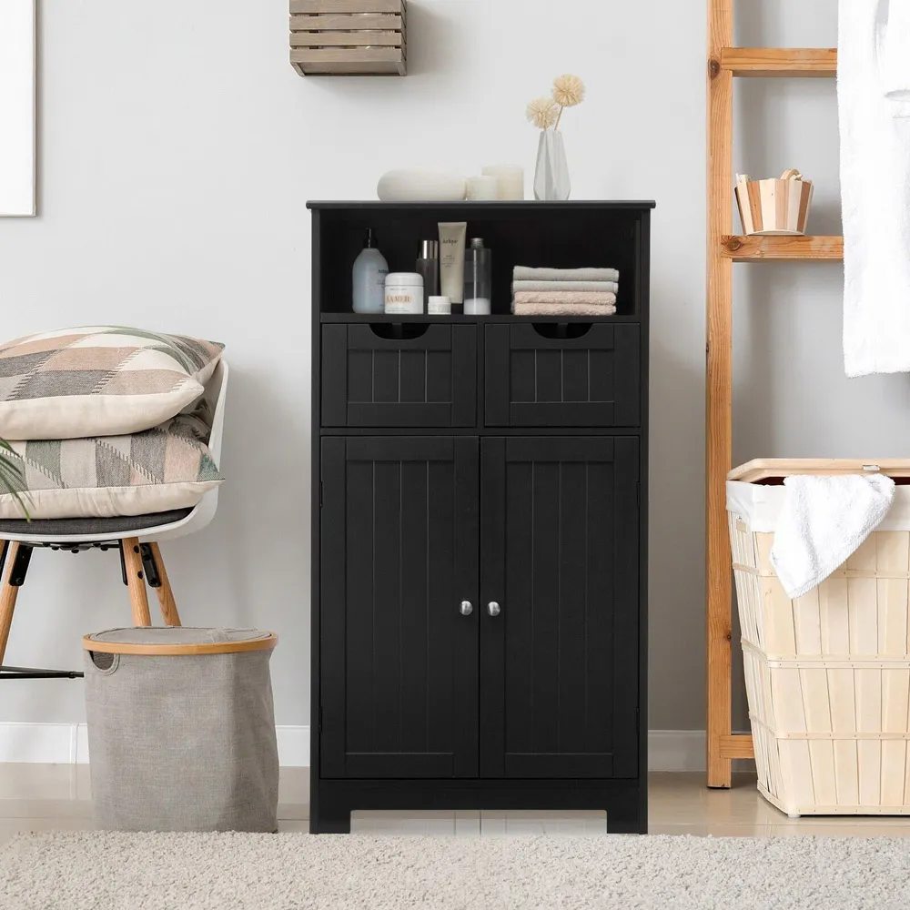 2 Drawer Floor Standing Utility Cabinet - Black