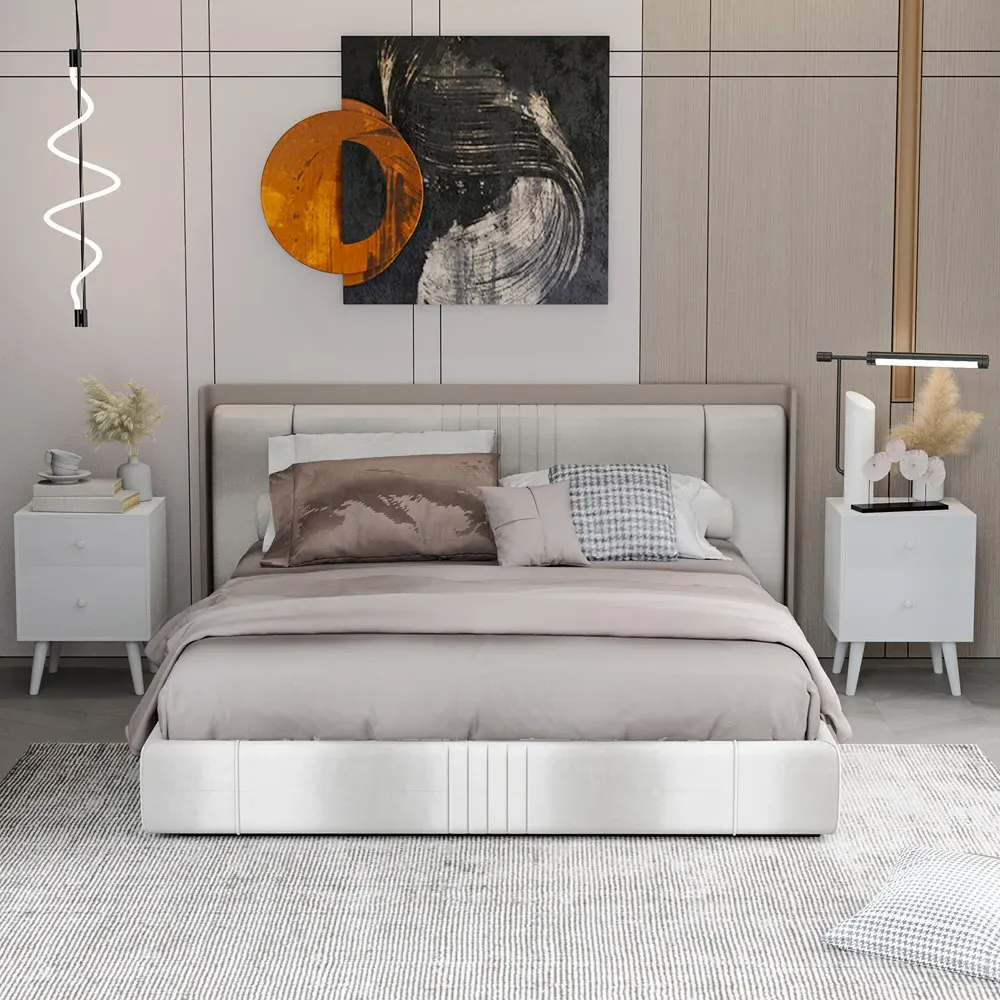 2 Drawer Nightstand - White, Rubber Wood