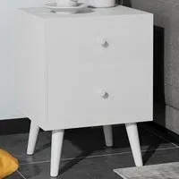 2 Drawer Nightstand - White, Rubber Wood