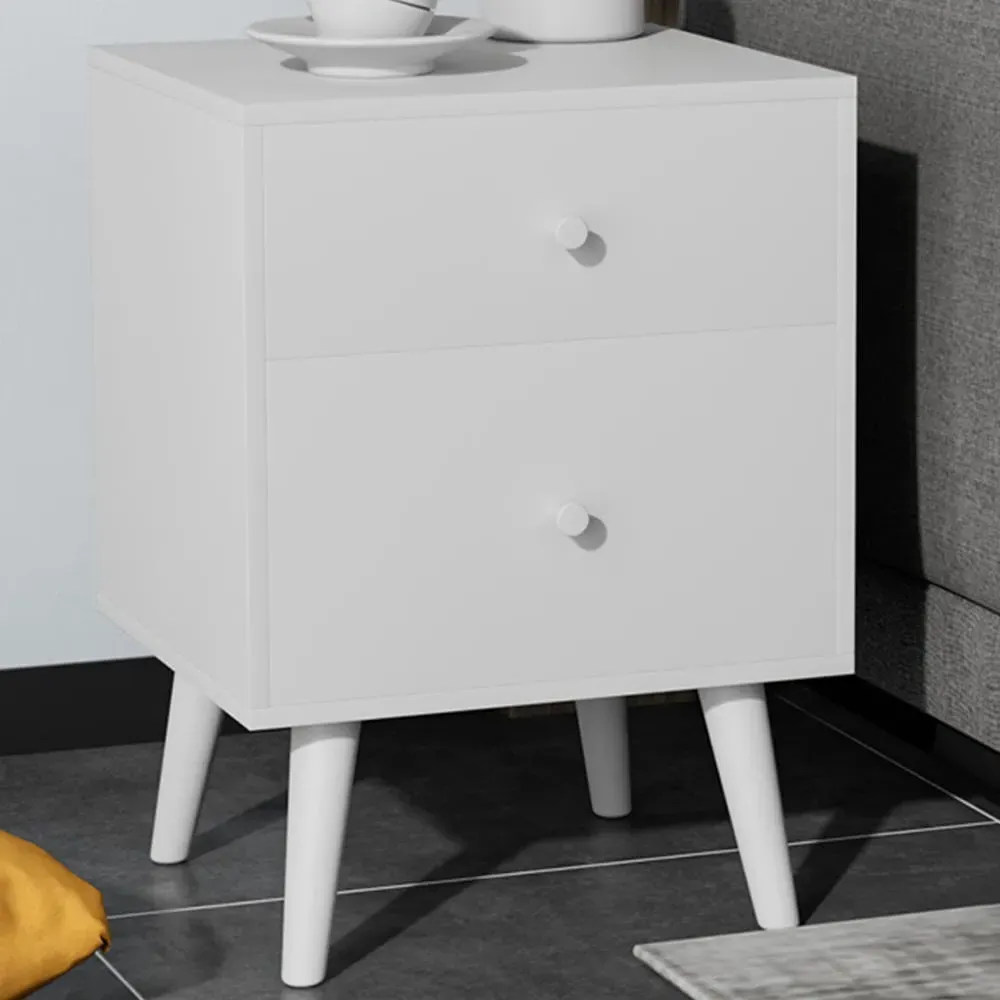 2 Drawer Nightstand - White, Rubber Wood image
